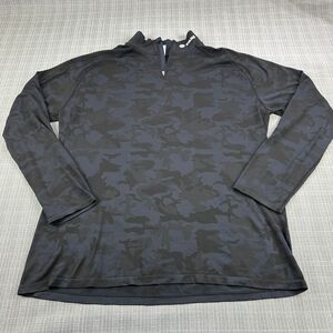 UNRL Golf Shirt Mens XXL Blue Camo 1/4 Zip Pullover Performance Stretch Quarter*